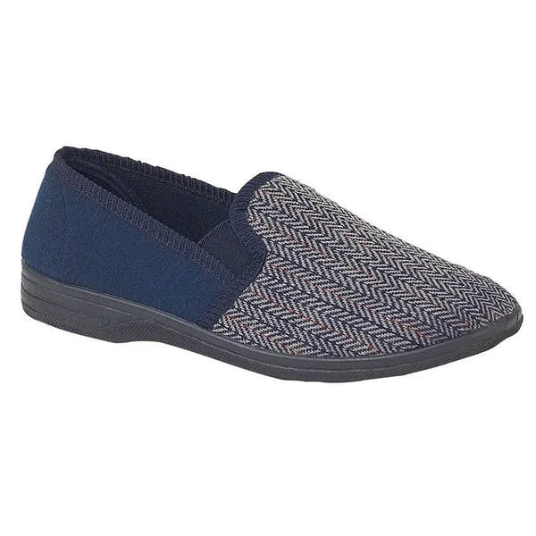 Sleepers MS219C Charles Mens Navy Blue Felt Slippers-elevate your sole