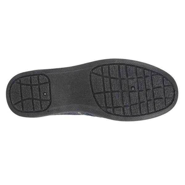 Sleepers MS404C Kenny Mens Navy Blue Herringbone Textile Slippers-elevate your sole
