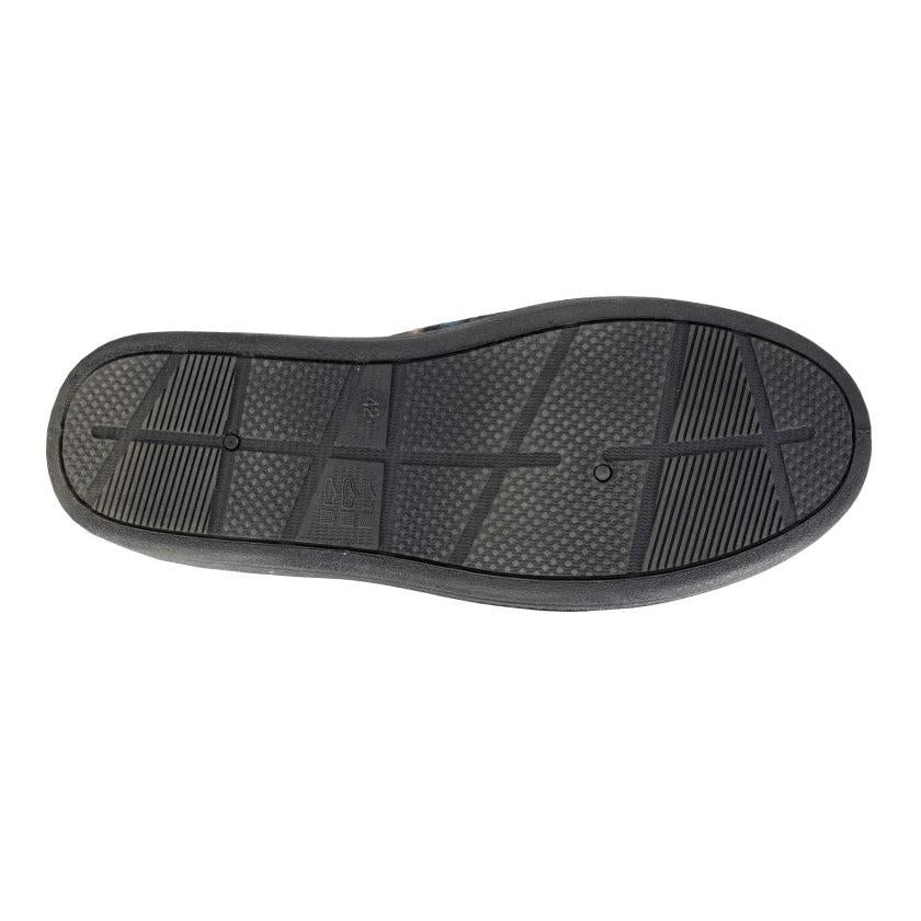 Sleepers MS411CK Denzil men's navy textile slippers with touch fastenings, slip-on style, cushioned sole, and textured outsole for comfort.