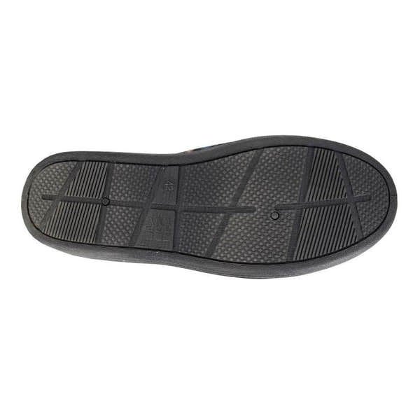 Sleepers MS411CK Denzil men's navy textile slippers with touch fastenings, slip-on style, cushioned sole, and textured outsole for comfort.