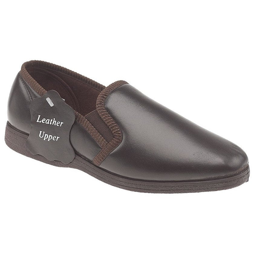 Sleepers MS414B Hadley Dark Brown Soft Leather Slipper-elevate your sole