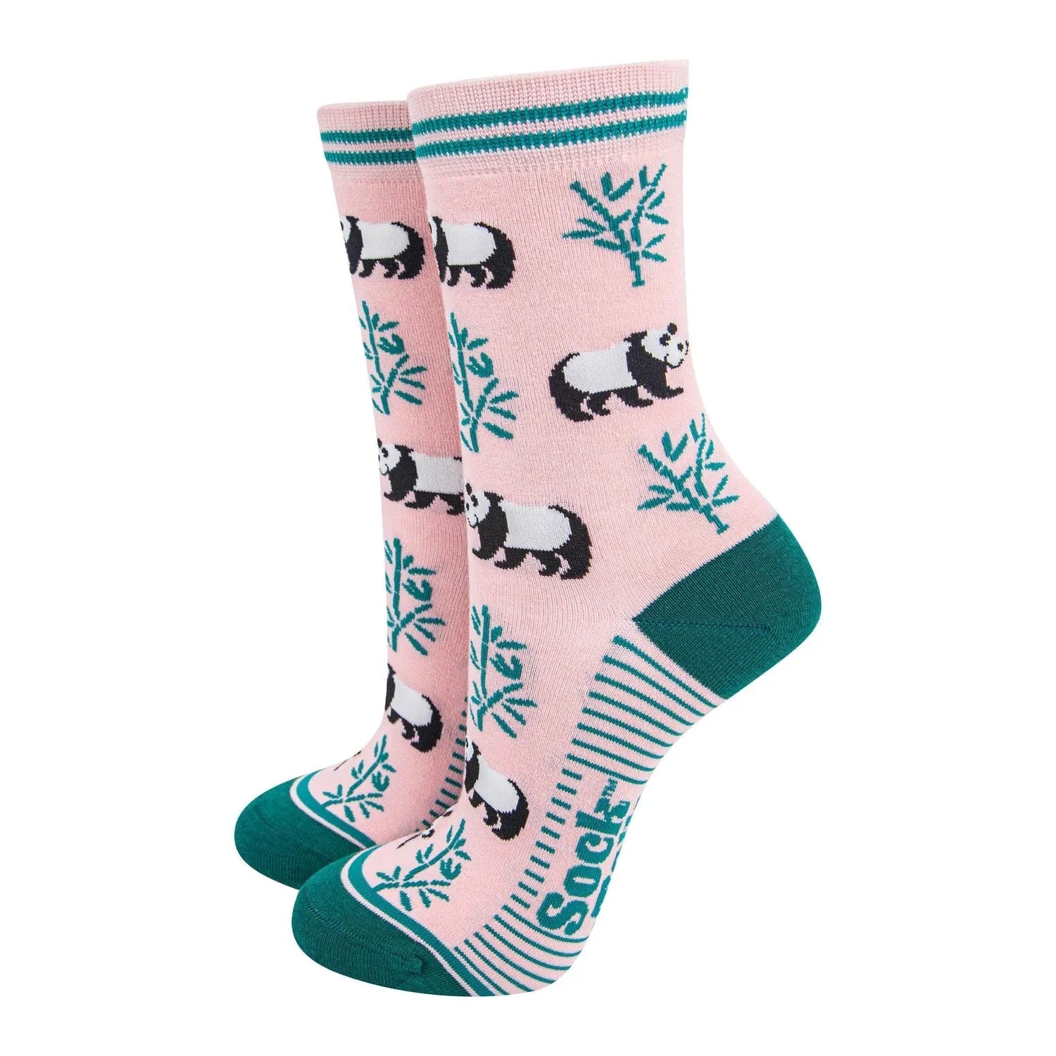 Sock Talk Bamboo Socks Light Pink/Green, Panda