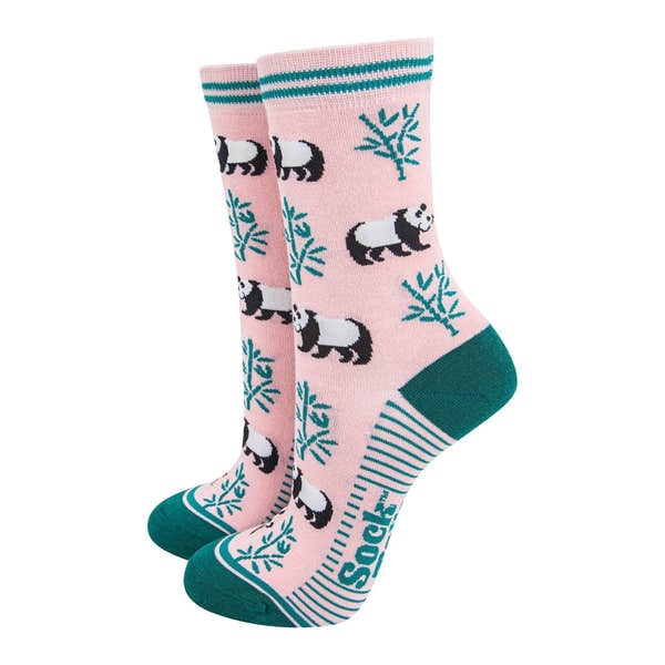 Sock Talk Bamboo Socks Light Pink/Green, Panda