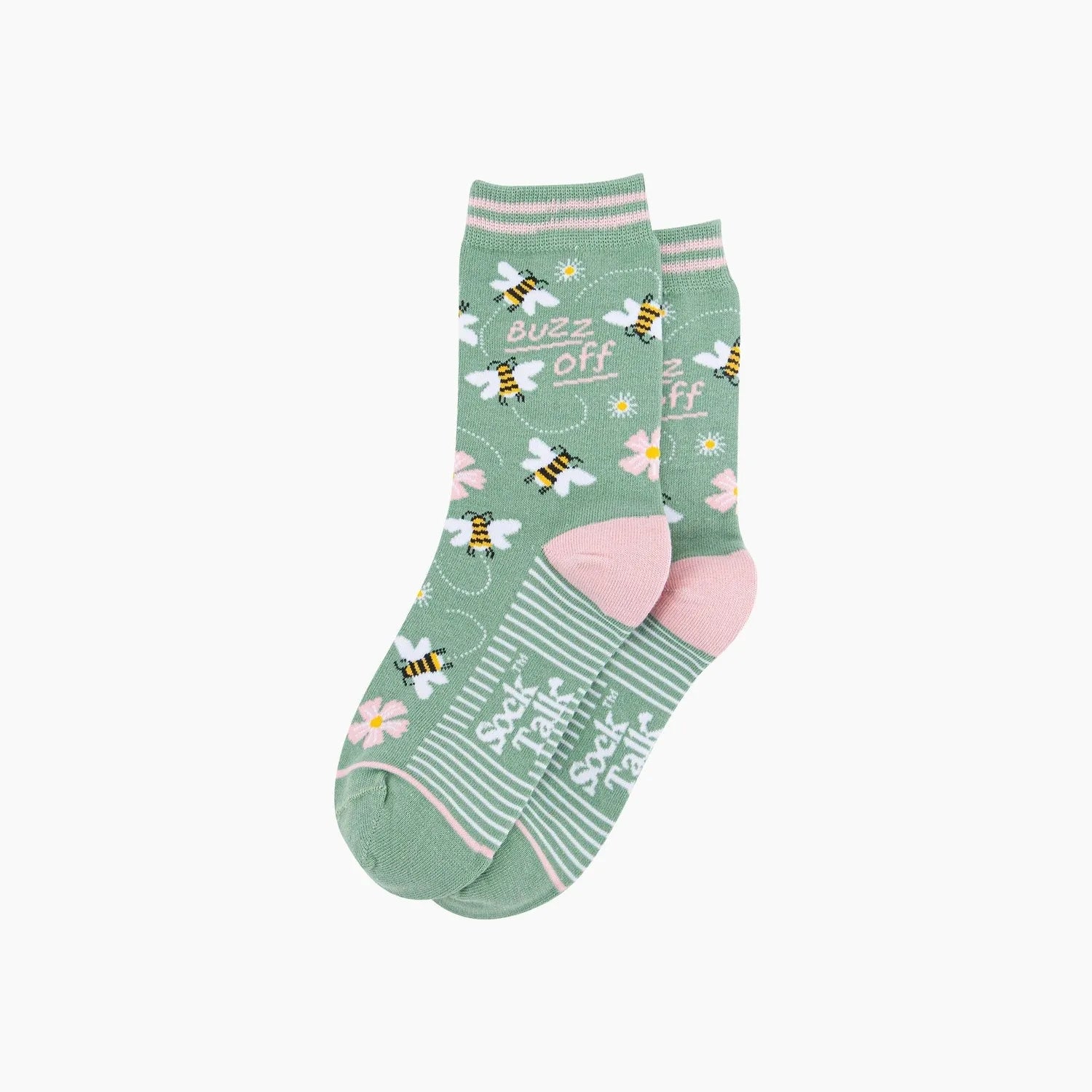 Sock Talk Buzz Off Bee Combed Cotton Socks in Sage Green
