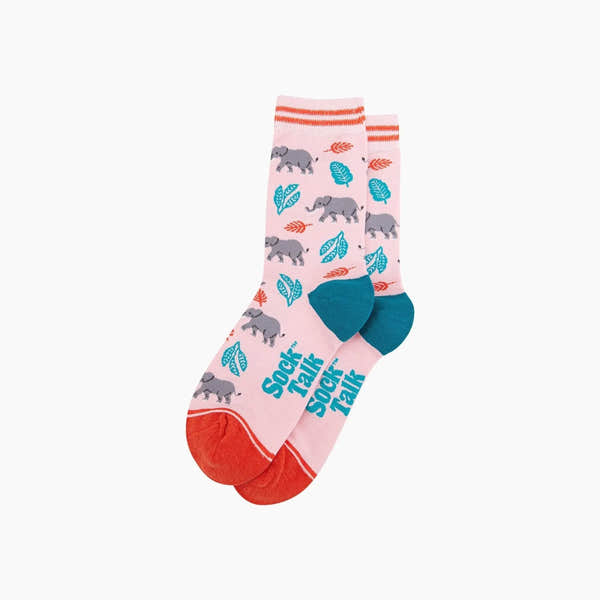 Sock Talk Elephants Bamboo Socks in Pink
