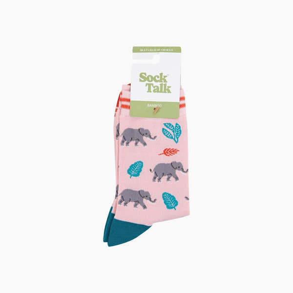 Sock Talk Elephants Bamboo Socks in Pink