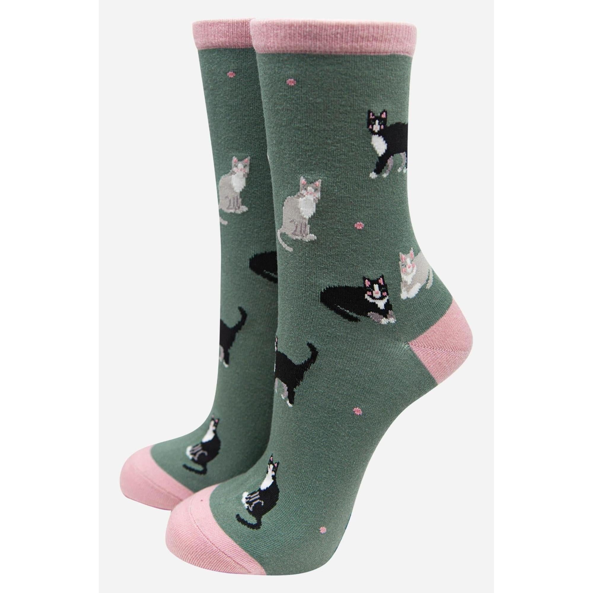 Sock Talk Green Bamboo ‘Black Cat’ Socks-elevate your sole