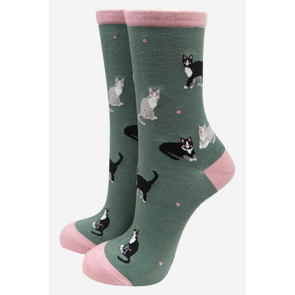 Sock Talk Green Bamboo ‘Black Cat’ Socks-elevate your sole