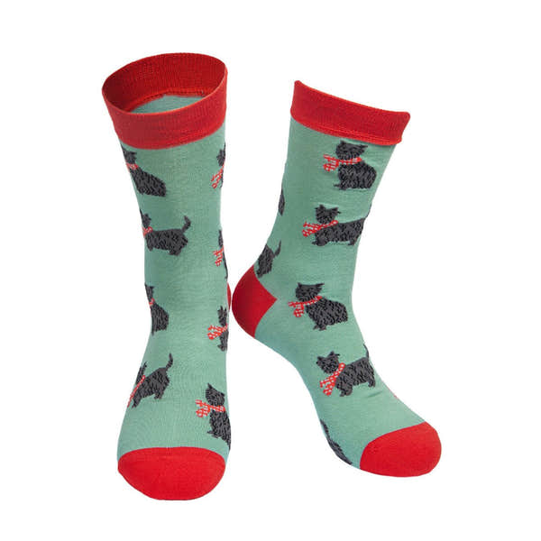 Sock Talk Green Bamboo Scottie Dog West Highland Terrier-elevate your sole
