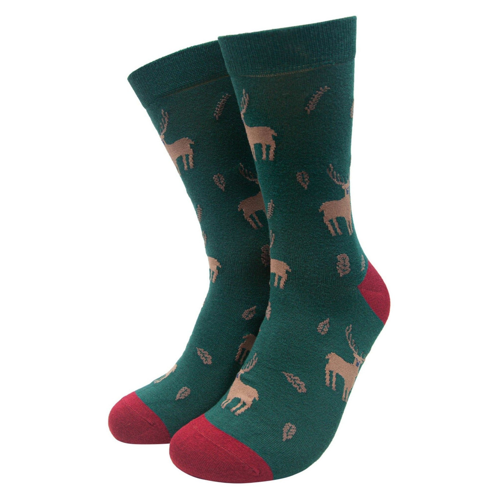 Sock Talk Green Bamboo Stag Print-elevate your sole
