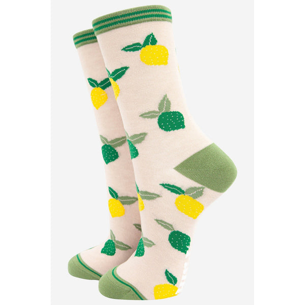 Sock Talk Grey Bamboo Lemon And Lime Socks-elevate your sole