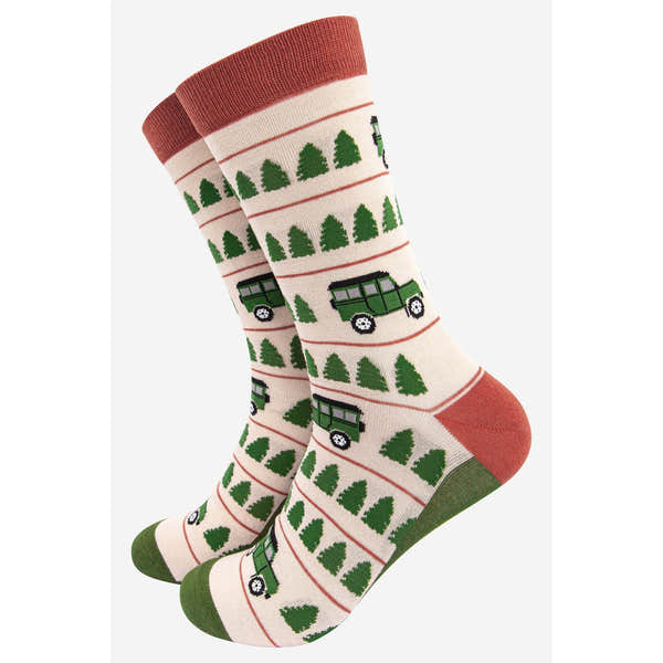 Sock Talk Striped Bamboo Off Road Vehicle-elevate your sole