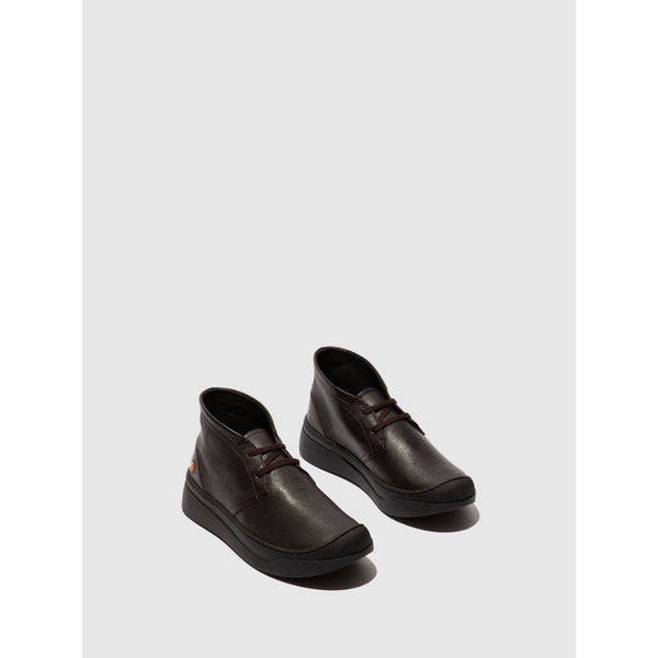Softinos ALTI772SOF Ladies Dark Oak Brown Lace Up Ankle Boots-elevate your sole