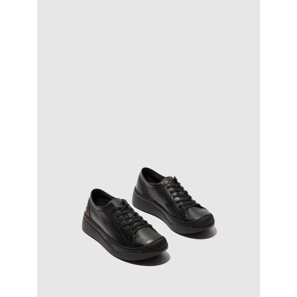 Softinos APUR771SOF Ladies Black Lace Up Trainers-elevate your sole