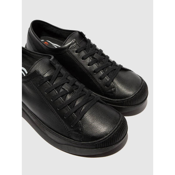 Softinos APUR771SOF Ladies Black Lace Up Trainers-elevate your sole