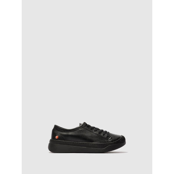 Softinos APUR771SOF Ladies Black Lace Up Trainers-elevate your sole