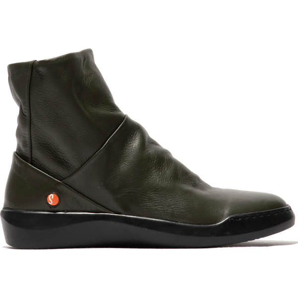 Softinos BLER550SOF women's military-style smooth leather ankle boots with side zipper and black platform sole.