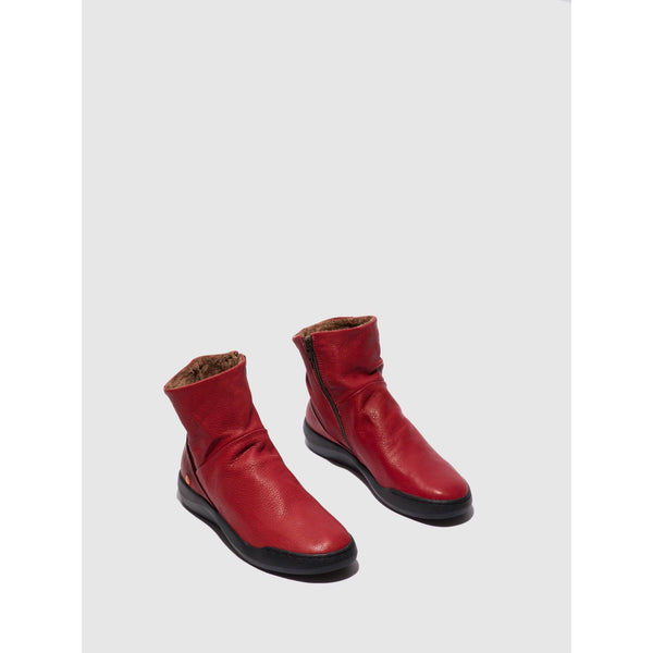 Softinos BLER550SOF Ladies Red Side Zip Ankle Boots-elevate your sole