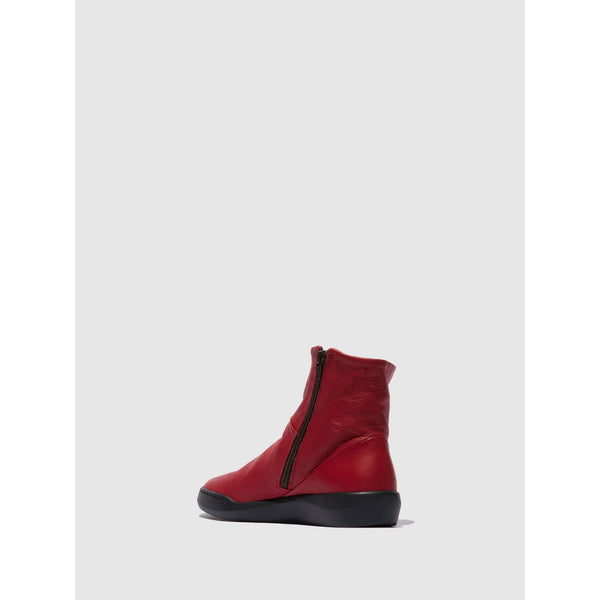 Softinos BLER550SOF Ladies Red Side Zip Ankle Boots-elevate your sole