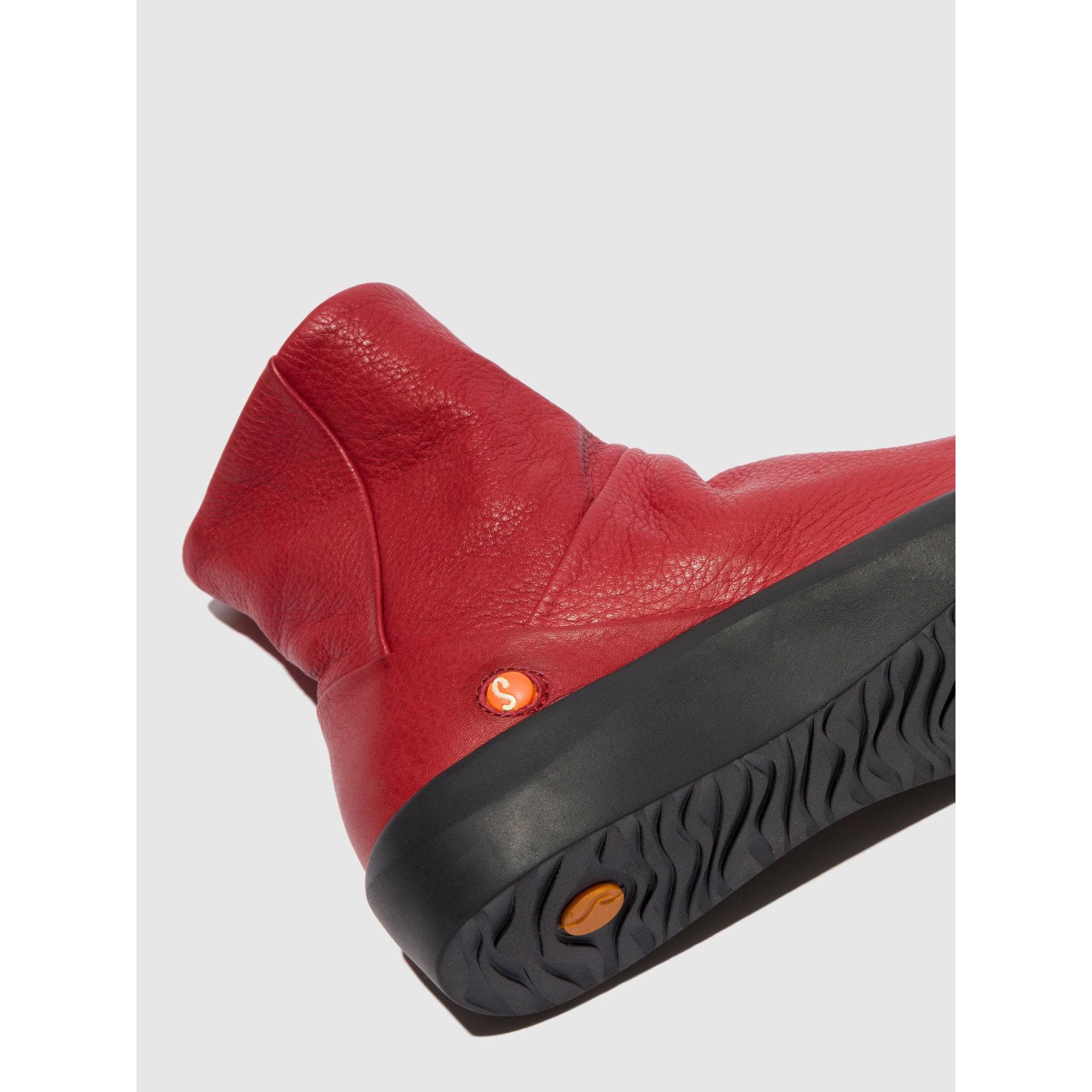 Softinos BLER550SOF Ladies Red Side Zip Ankle Boots-elevate your sole