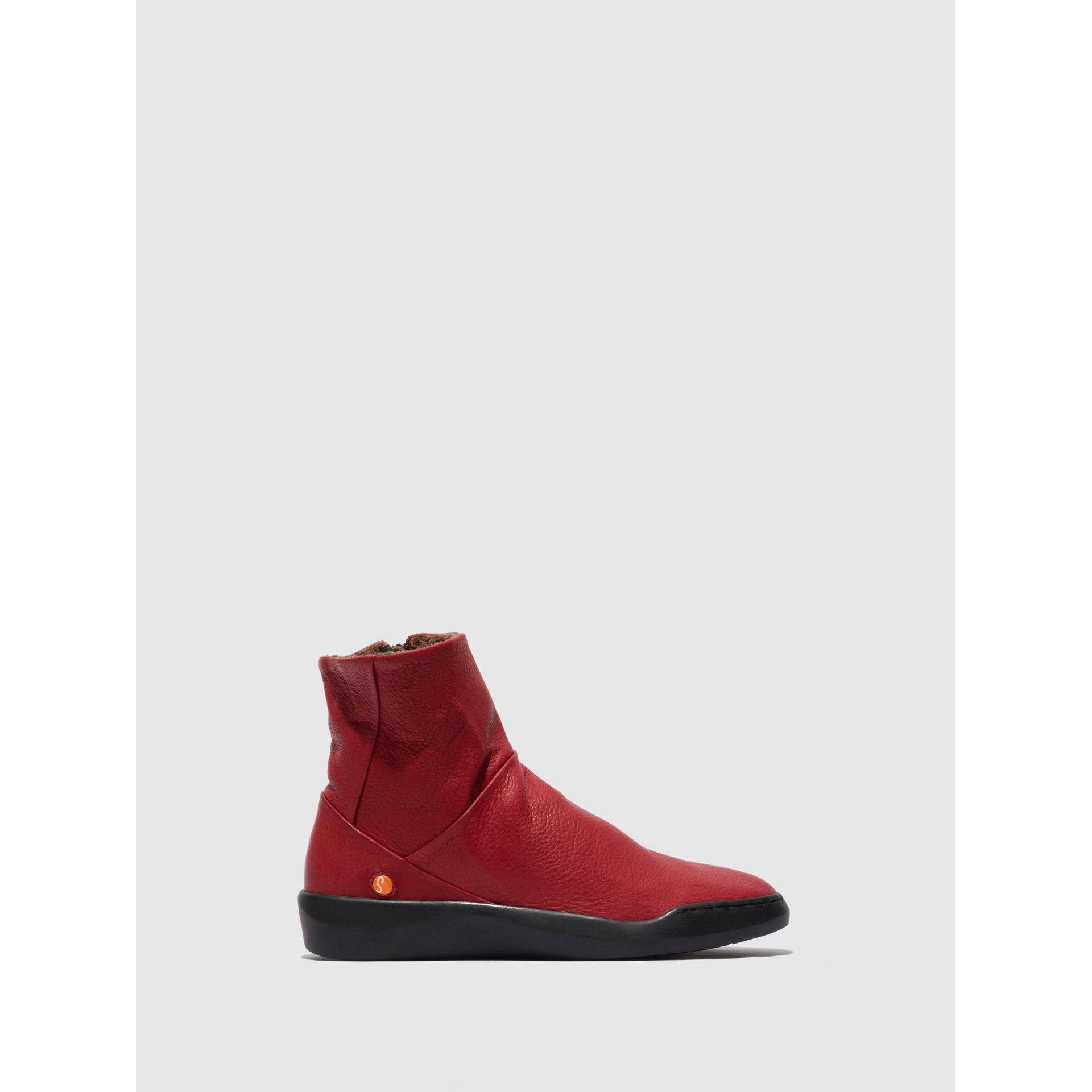 Softinos BLER550SOF Ladies Red Side Zip Ankle Boots-elevate your sole