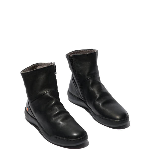 Softinos Bler 550 Ladies Black Leather Side Zip Ankle Boots-elevate your sole