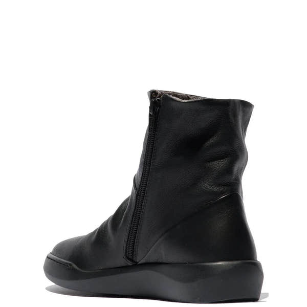 Softinos Bler 550 Ladies Black Leather Side Zip Ankle Boots-elevate your sole