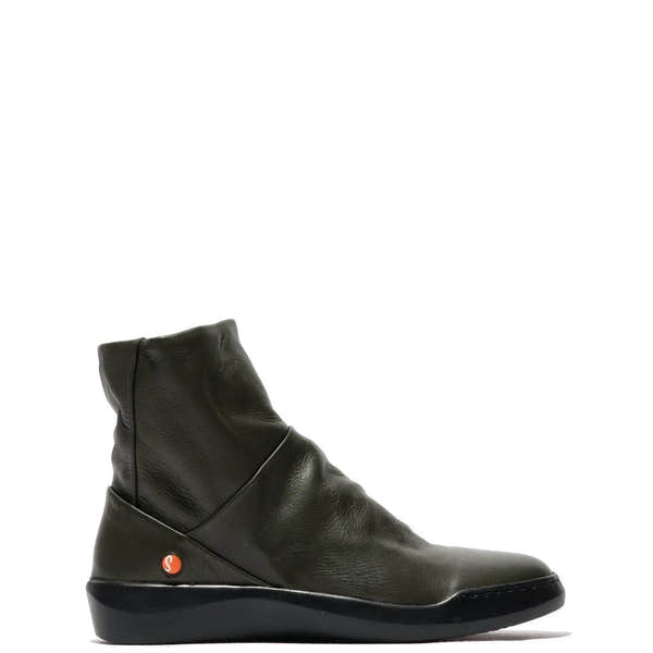 Softinos Bler 550 Ladies Green Leather Side Zip Ankle Boots-elevate your sole