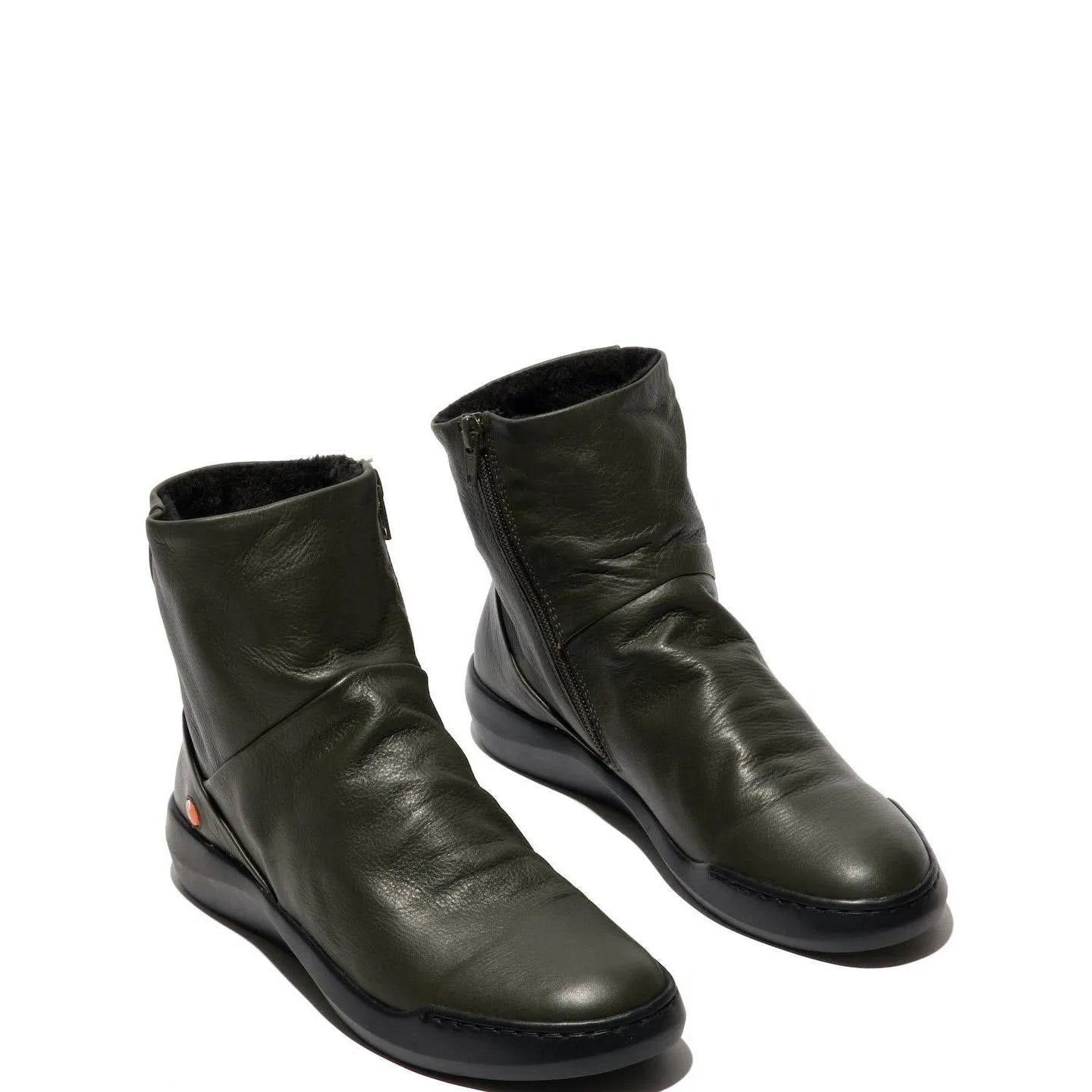 Softinos Bler 550 Ladies Green Leather Side Zip Ankle Boots-elevate your sole