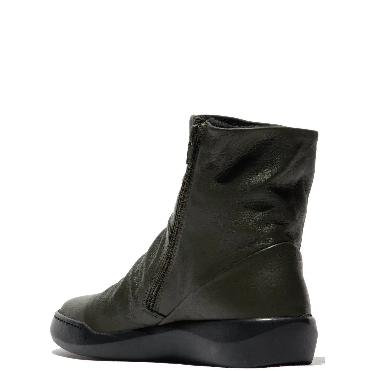 Softinos Bler 550 Ladies Green Leather Side Zip Ankle Boots-elevate your sole