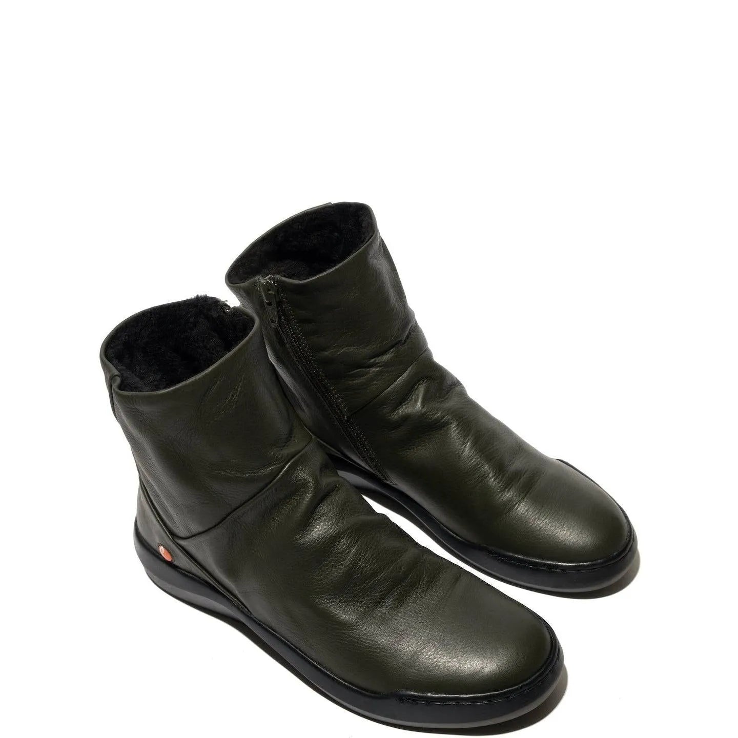 Softinos Bler 550 Ladies Green Leather Side Zip Ankle Boots-elevate your sole