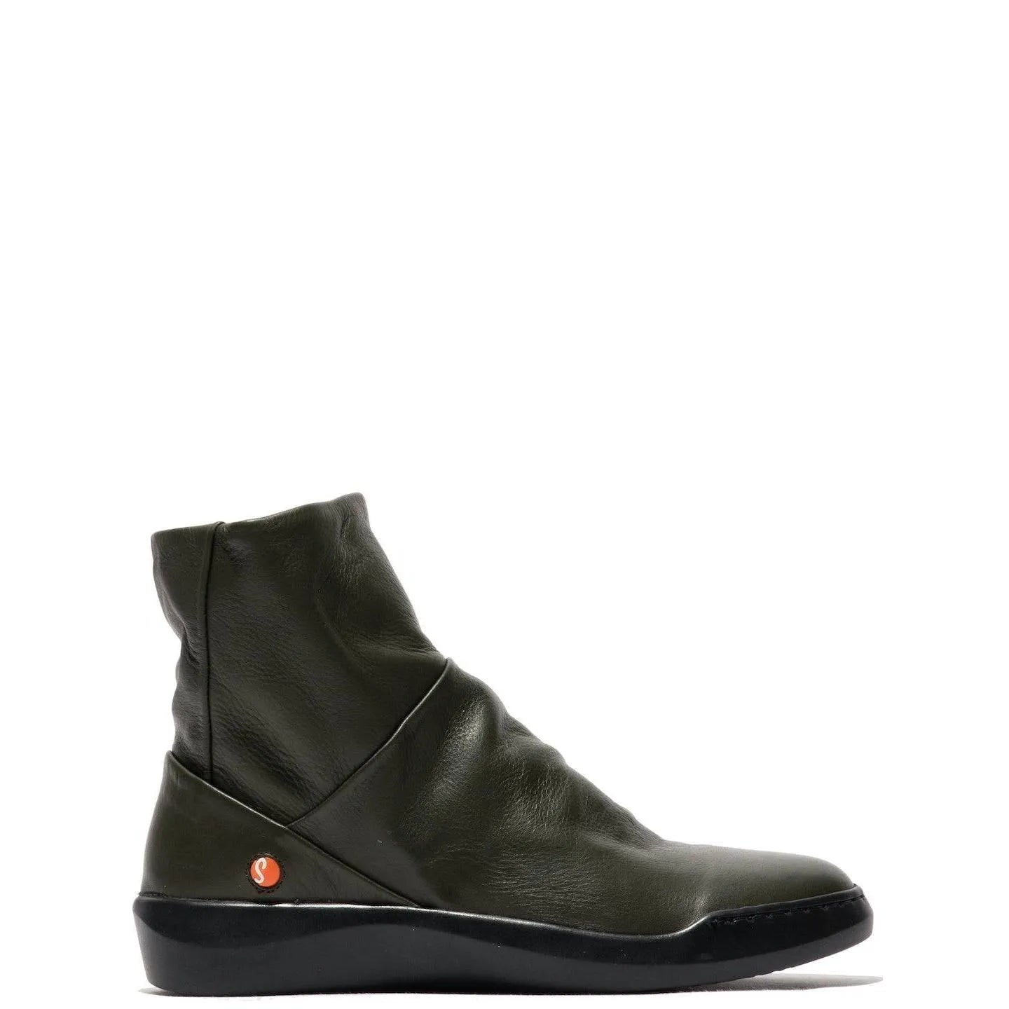 Softinos Bler 550 Ladies Green Leather Side Zip Ankle Boots-elevate your sole