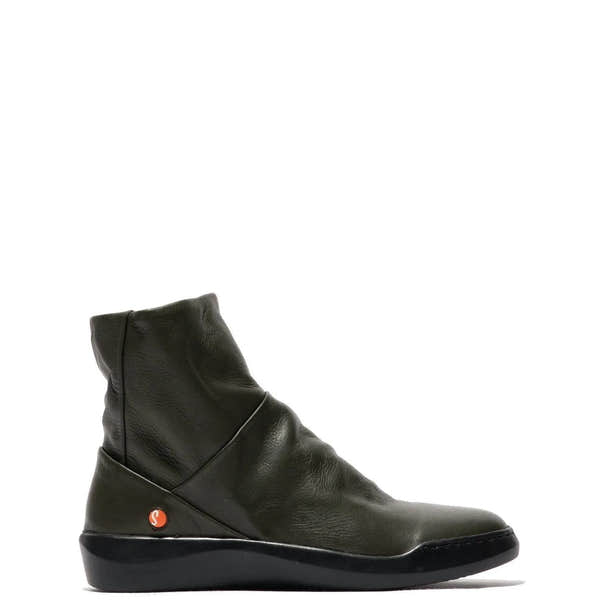 Softinos Bler 550 Ladies Green Leather Side Zip Ankle Boots-elevate your sole