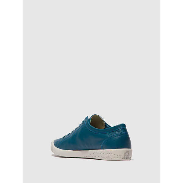 Softinos ISLA154SOF women's blue denim leather lace-up trainers with white rubber sole.