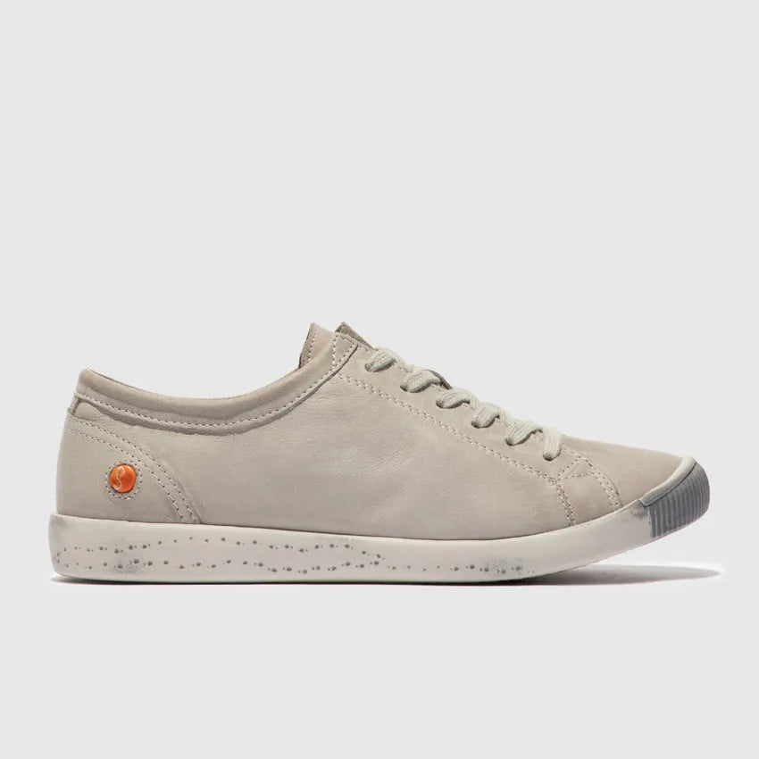 Softinos ISLA154SOF women's light grey washed leather lace-up shoes with a casual, comfortable design.