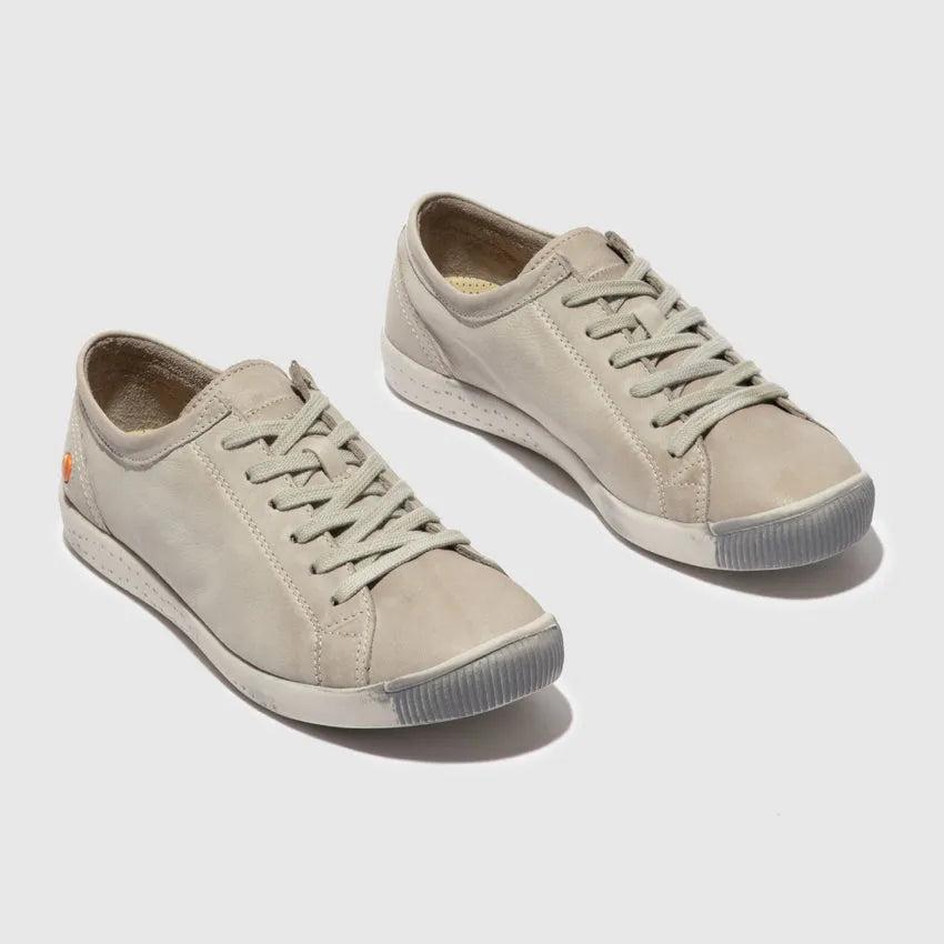 Softinos ISLA154SOF women's light grey washed leather lace-up shoes with rubber soles.