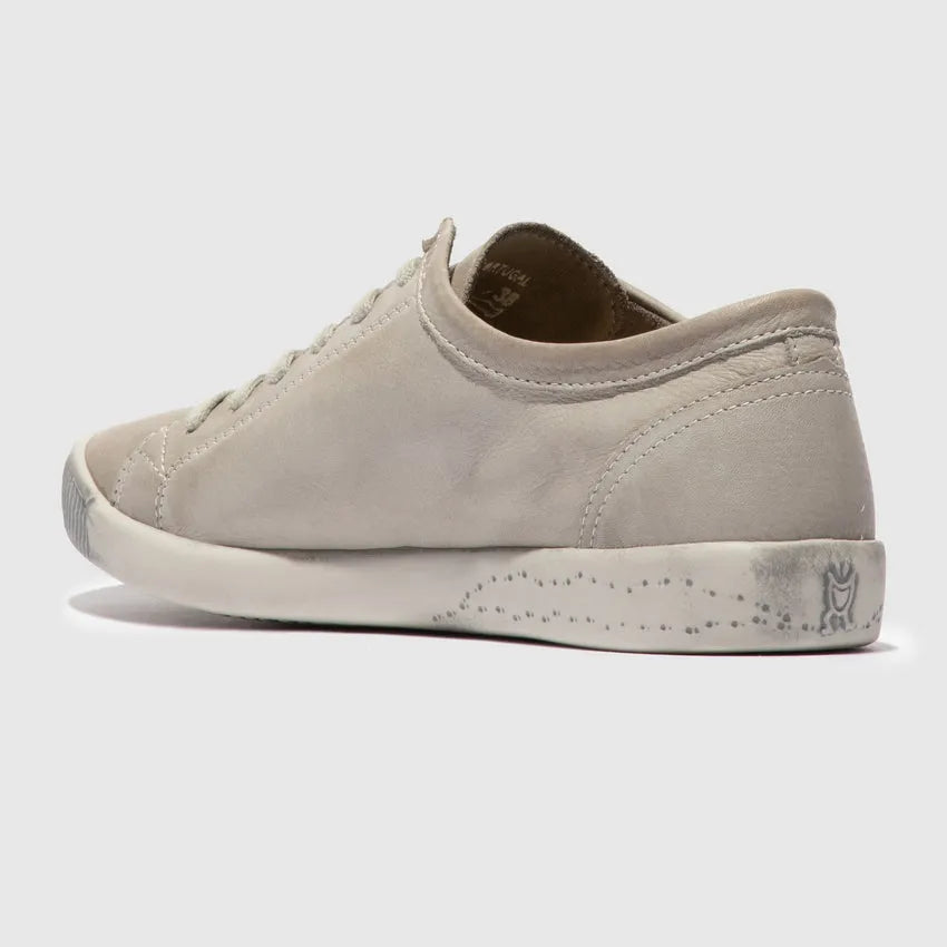 Softinos ISLA154SOF women's light grey washed leather lace-up shoes with a casual, comfortable design.