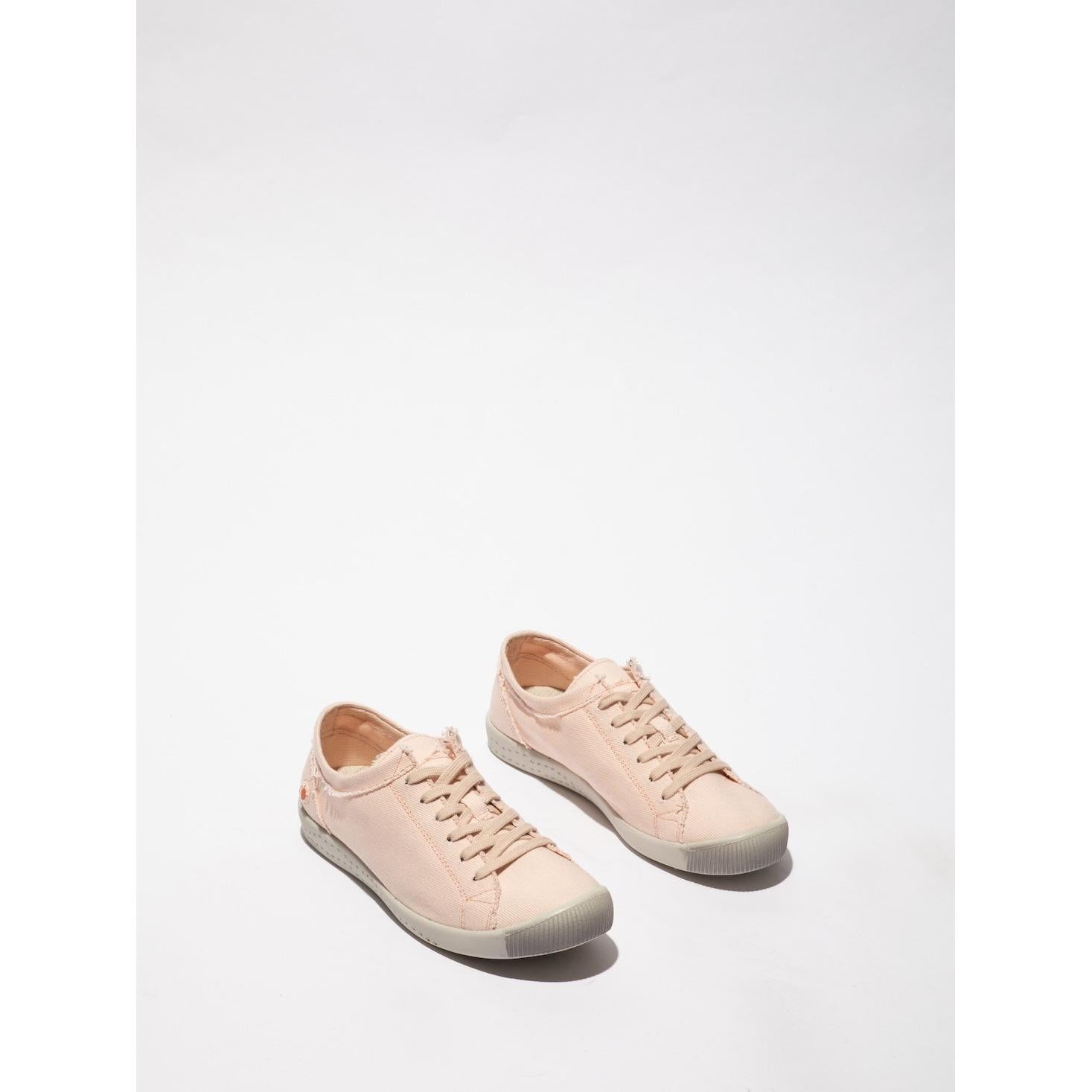 Softinos ISLA154SOF women's nude pink textile lace-up trainers with cushioned soles.