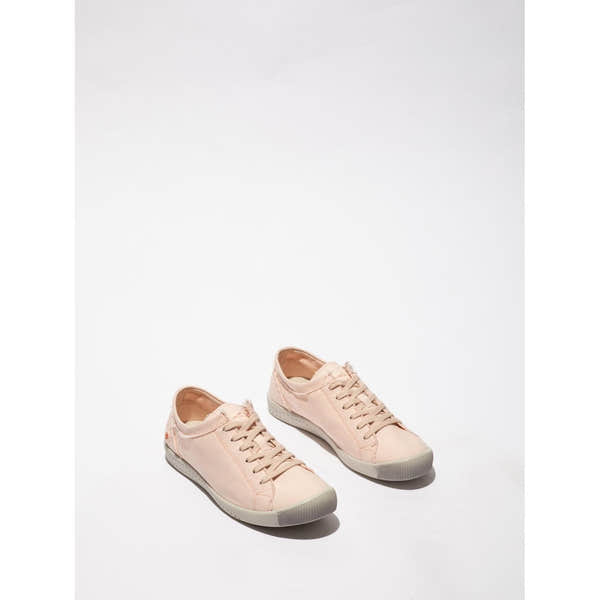 Softinos ISLA154SOF women's nude pink textile lace-up trainers with cushioned soles.