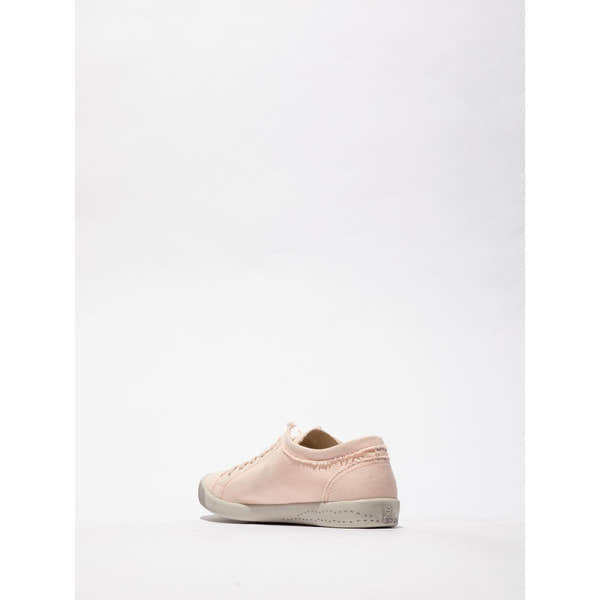 Softinos ISLA154SOF women's nude pink textile lace-up trainers, lightweight casual sneakers with a cushioned sole.