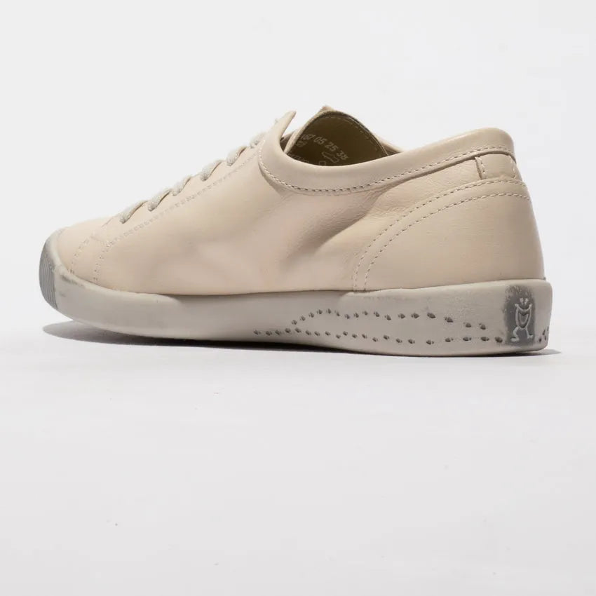 Softinos ISLA154SOF cream leather lace-up ladies' shoes with smooth finish and casual design.