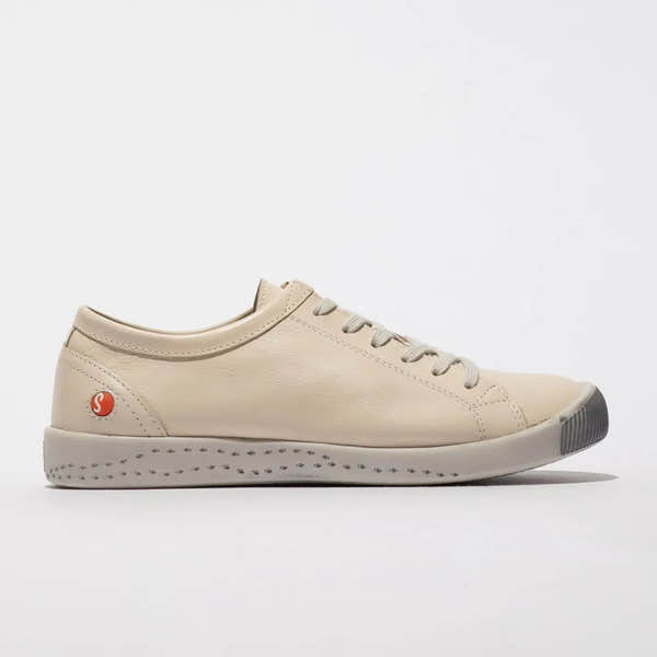 Softinos ISLA154SOF ladies cream leather lace-up shoes with cushioned soles and stylish design.