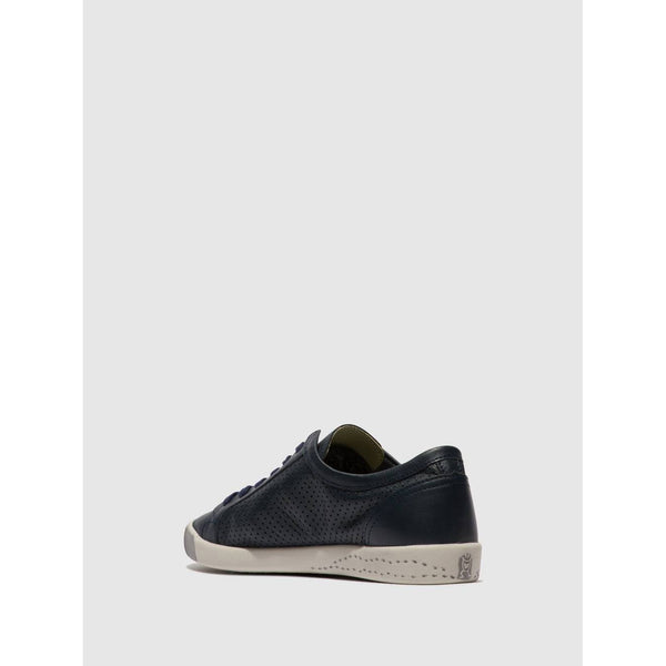 Softinos Ica 388 Ladies Navy Leather Lace Up Shoes-elevate your sole