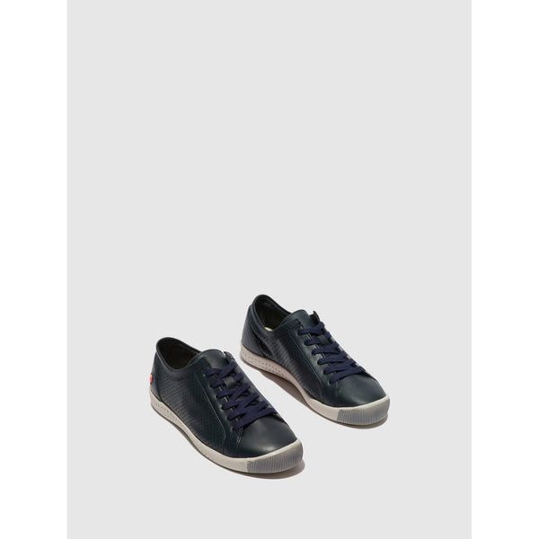 Softinos Ica 388 Ladies Navy Leather Lace Up Shoes-elevate your sole