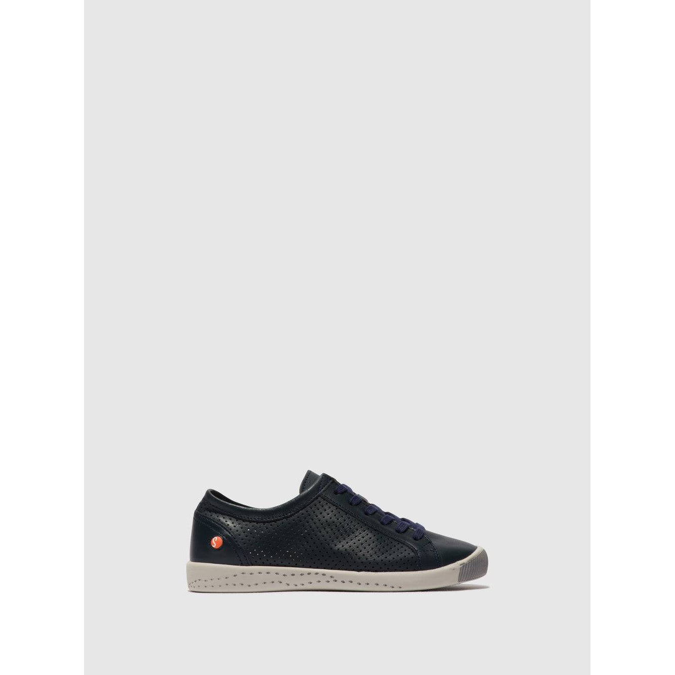 Softinos Ica 388 Ladies Navy Leather Lace Up Shoes-elevate your sole