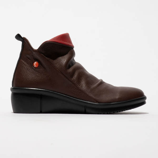 Softinos RARA808SOF women's wine-colored leather ankle boots with side zip and wedge heel.