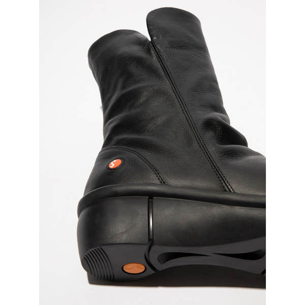 Softinos ROTT809SOF ladies black smooth leather mid-calf boots with side zipper and chunky sole.