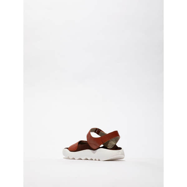 Softinos WIAL788SOF women's brick brown leather and textile touch-fastening sandals with a chunky white sole.