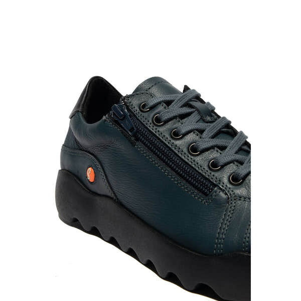 Softinos Whiz 719 Ladies Denim & Black Leather Zip & Lace Trainers-elevate your sole