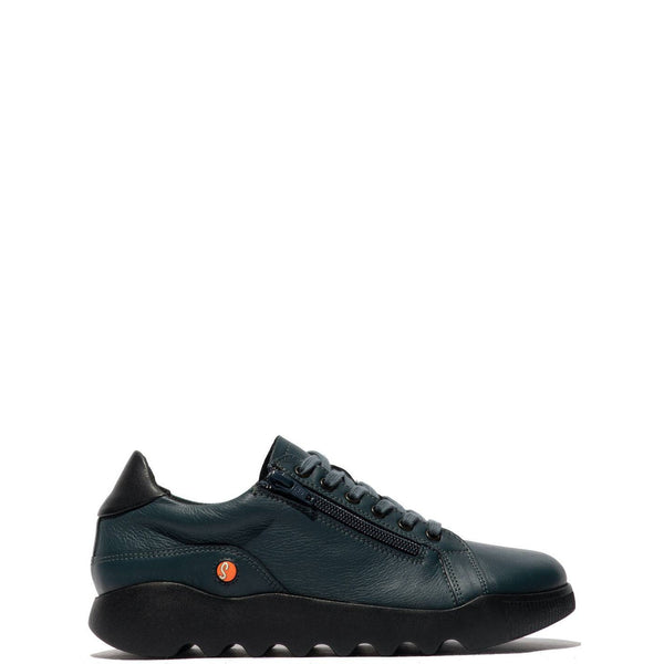 Softinos Whiz 719 Ladies Denim & Black Leather Zip & Lace Trainers-elevate your sole